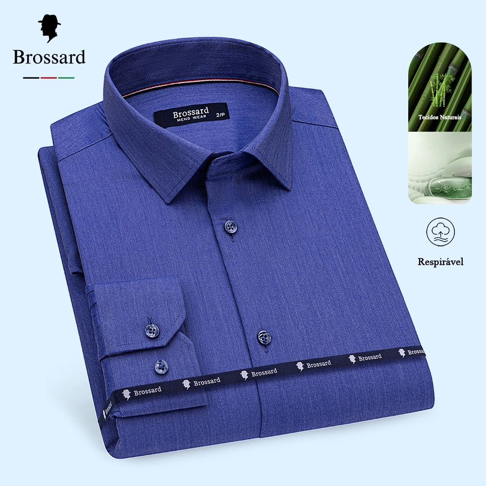 Camisa Masculina Não Amassa e Respirável Tecido de Sensação Fresca Com Propriedade de Resfriamento em Oferta na Shopee
