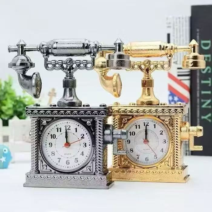 Relógio de Mesa Vintage Carro Antigo Guitarra Telefone – Despertador Retrô Decorativo Criativo