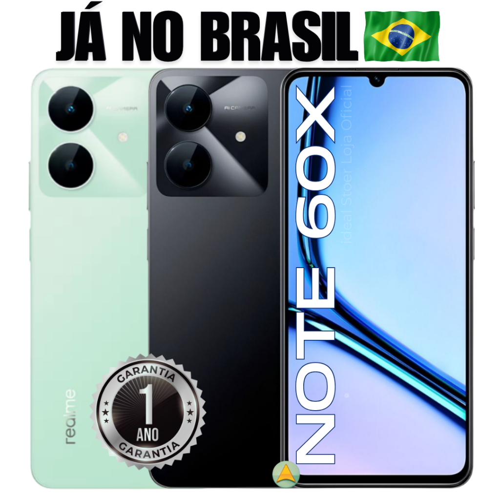 Celular Smartfone Realme Note 60x Resistente a água 128GB ou 64GB Dois Chip´s Tela 6.74 IP64