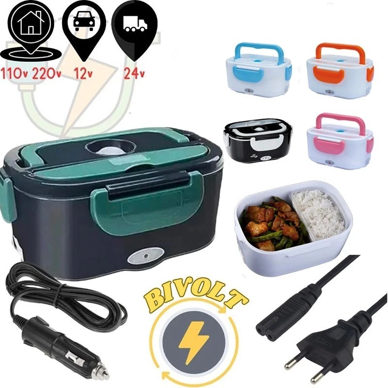 Marmita Elétrica Veicular Bivolt 2 cabos (casa e carro)- 110V/220V e 12V/24V em Oferta na Shopee