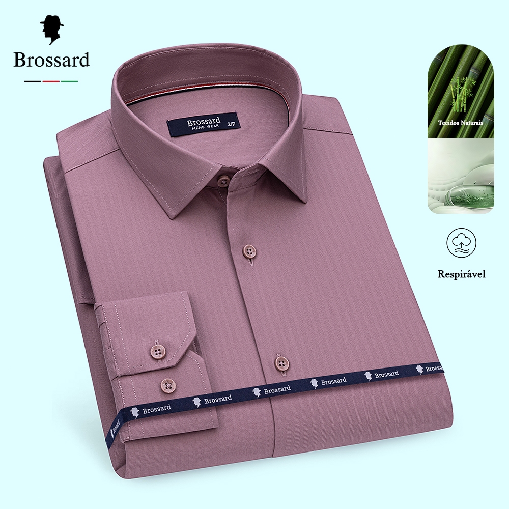 Camisa Social Masculina Estilosa BROSSARD Tecido de Sensação Fresca Que Proporciona Resfriamento