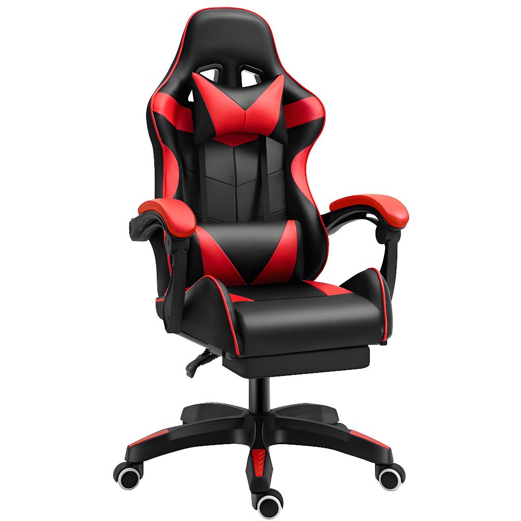 Cadeira Gamer Rosa Ergonômica Reclinável Confortável Com Rodinha E Apoio Para Os Pés F19