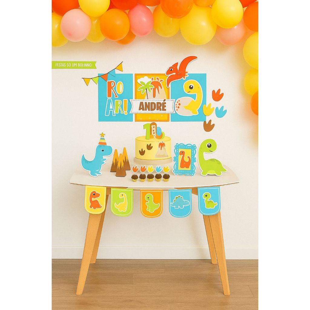 Kit Festa Dinossauro | Mesversario | Só um Bolinho Tema Dinossauro |Lembrancinha | Aniversário Decoração .