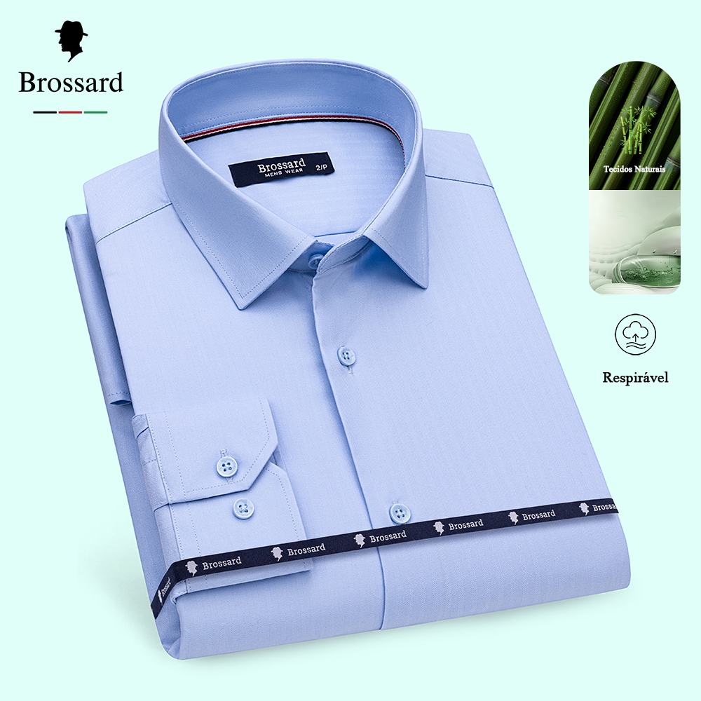 Camisa Social Masculina Estilosa BROSSARD Não Amassa e Respirável  Tecido de Fibra de Bambu Natural em Oferta na Shopee