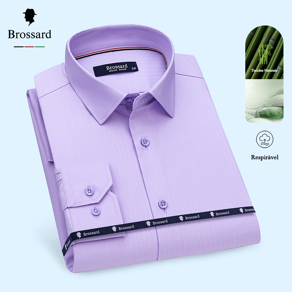 Camisa Social Masculina Não Amassa Slim Elegante Confeccionado em Tecido de Fibra de Bambu Natural em Oferta na Shopee