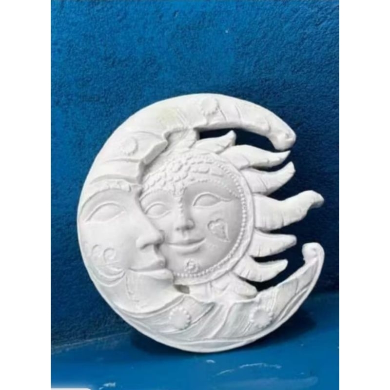 Mandala Sol e Lua Esotérico Astral Em gesso Cru