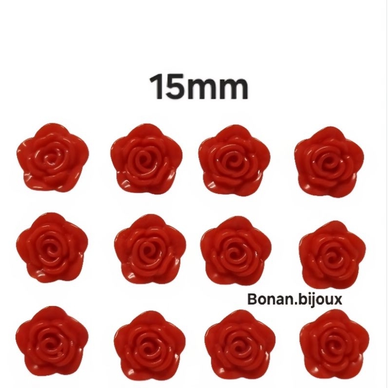 Flor/Rosa de Resina 10mm e 15mm com furo passante, bijuterias, artesanatos, decoração, guias em Oferta na Shopee
