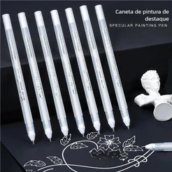 Caneta de Destaque! Branco Super Brilhante, À Prova d'Água, Seca Rápido e Sem Manchamento