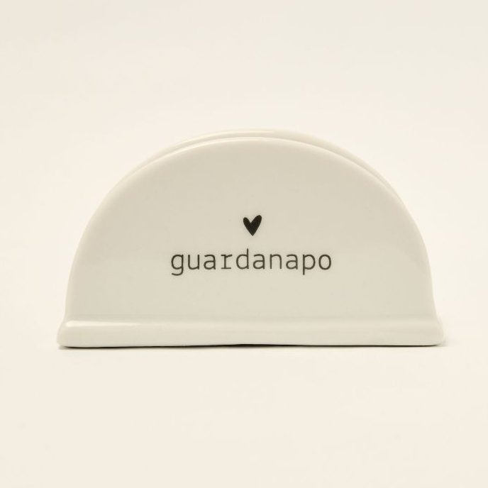 Porta guardanapo porcelana branco com coração para mesa posta