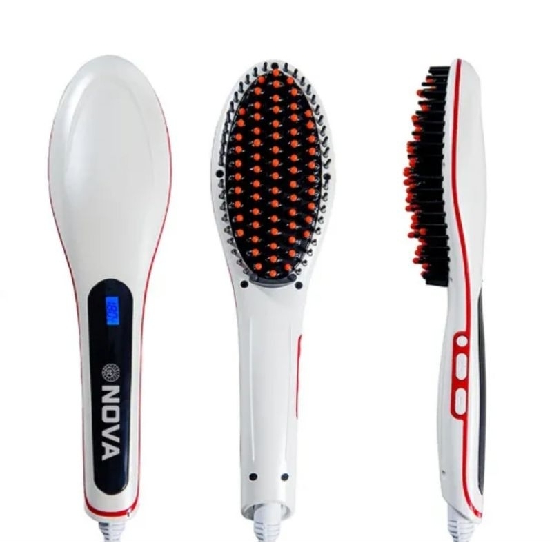 Escova Alisadora Eletrica Nova NV-300 / 60W / 230ºC /110- 220-240V ~ 50/60Hz - Branco em Oferta na Shopee