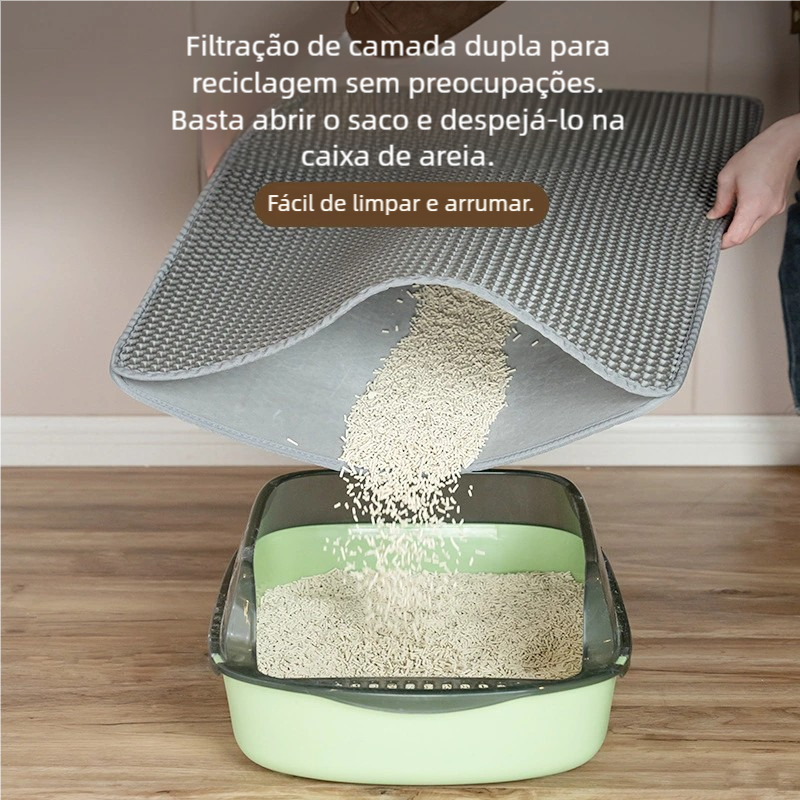 Tapete para Areia de Gato À Prova d'Água! Material Anti-Vazamento, Fácil de Limpar e Não Adere à Areia