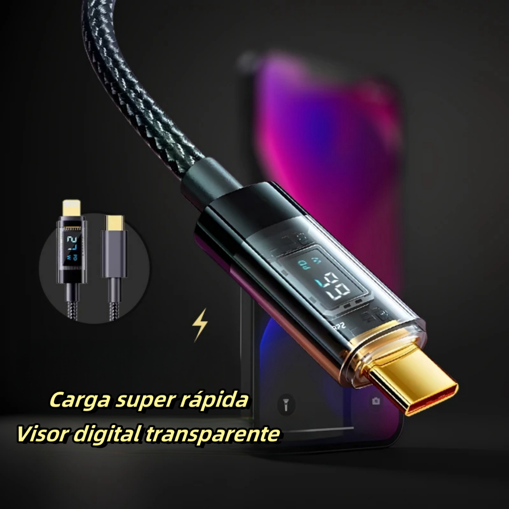 PD100W 66W Visor digital Tipo C Cabo de carregamento rápido para telefones USB Android-A2 em Oferta na Shopee