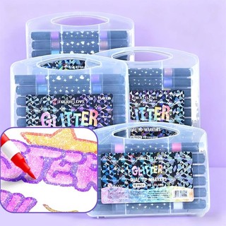 Caneta Marcadora acrílica Glitter Metalizada Ponta Dupla para Colorir Brilhante 24/48/72/…