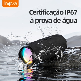 INOVA Caixa de Som Bluetooth Portátil IPX67 com LED, Som Potente 16W, Bateria 2400mAh em Oferta na Shopee