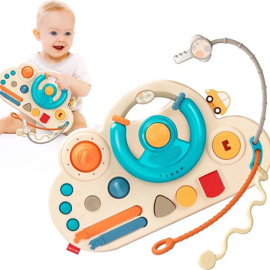 Simulador Volante Interativo Infantil Brinquedo Sensorial 6 Em 1 Baby Busy Board Cube Montessori Crianças Anti Estress