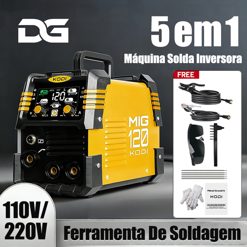 110V/220V Máquina Solda Inversora 160A/120A Sem Gás 5 Em 1 Profissional para Serviço Pesado D13