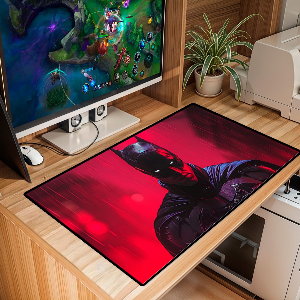 Mouse Pad Grande Gamer Premium Antiderrapante Diversos Tamanhos Tema Batma Borda Costurada