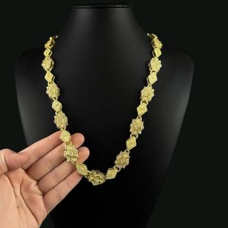 Cordão 14mm Moeda Antiga Corrente Masculina 70 cm Cravejada Cor Idêntica ao Ouro Modelo Gladiador