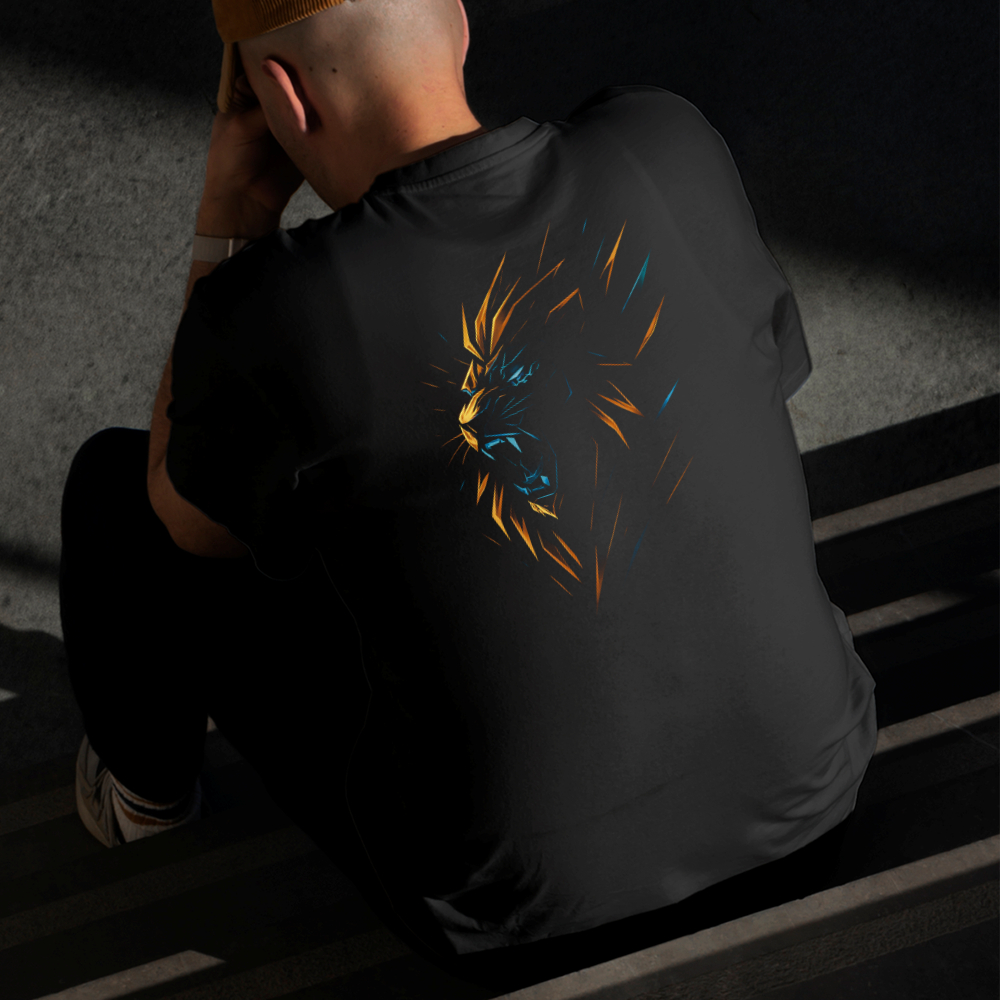Camiseta Masculina Estampada Leão Degrade 100% Algodão Estilo Conforto Diário Do Tamanho P ao GG
