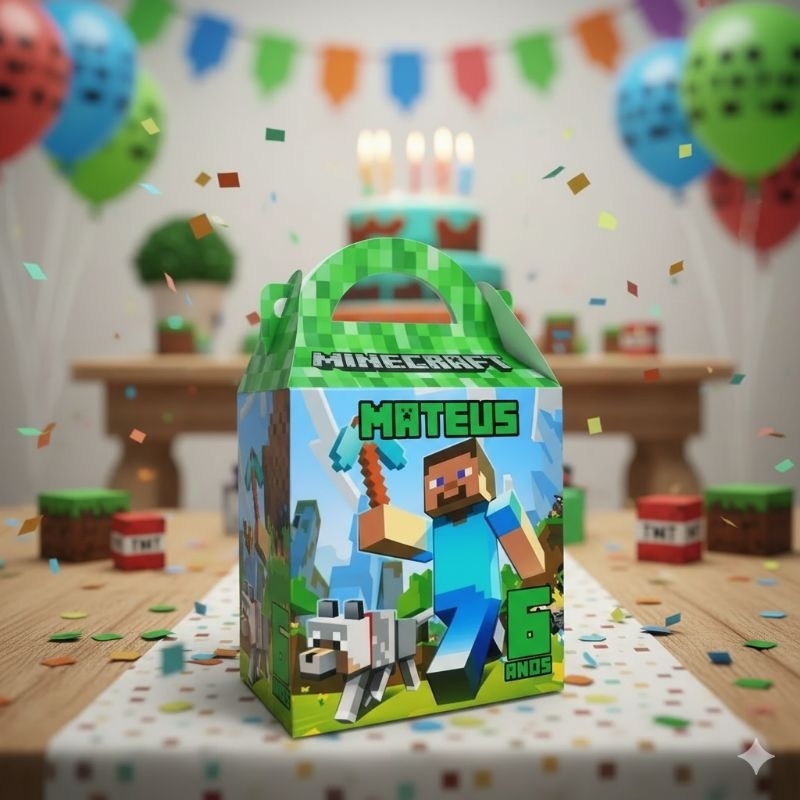 Maletinha Surpresa Personalizada Minecraft Manicreft Lembrancinha de Aniversário Festa Infantil
