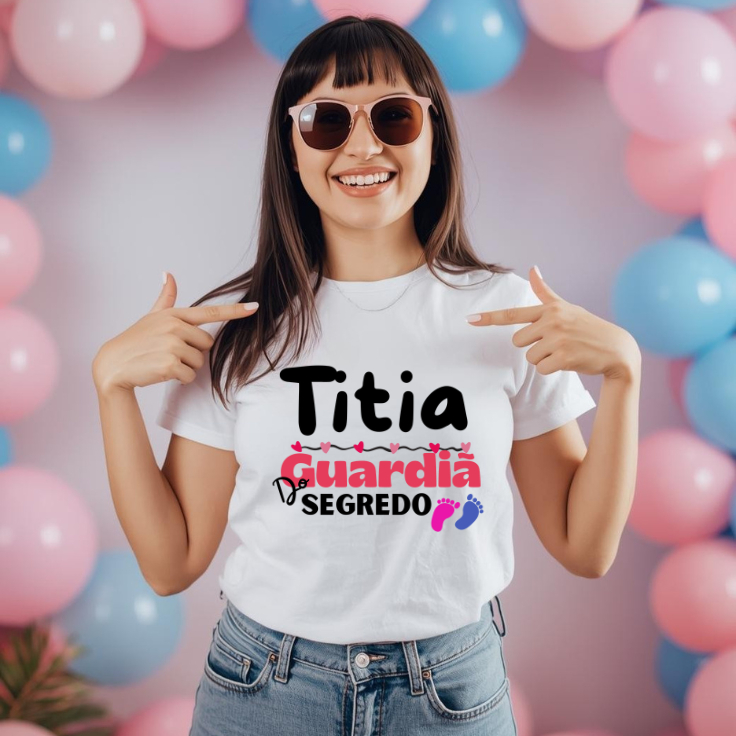 Camiseta Chá Revelação Blusa Guardiões do Segredo Titia(o),Padrinho ou Madrinha e Vovô e Vovó