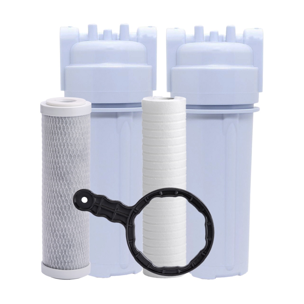 2 Carcaça De Filtro 10¨ + 1 Refil Carbon Block + 1 Refil Pp em Oferta na Shopee