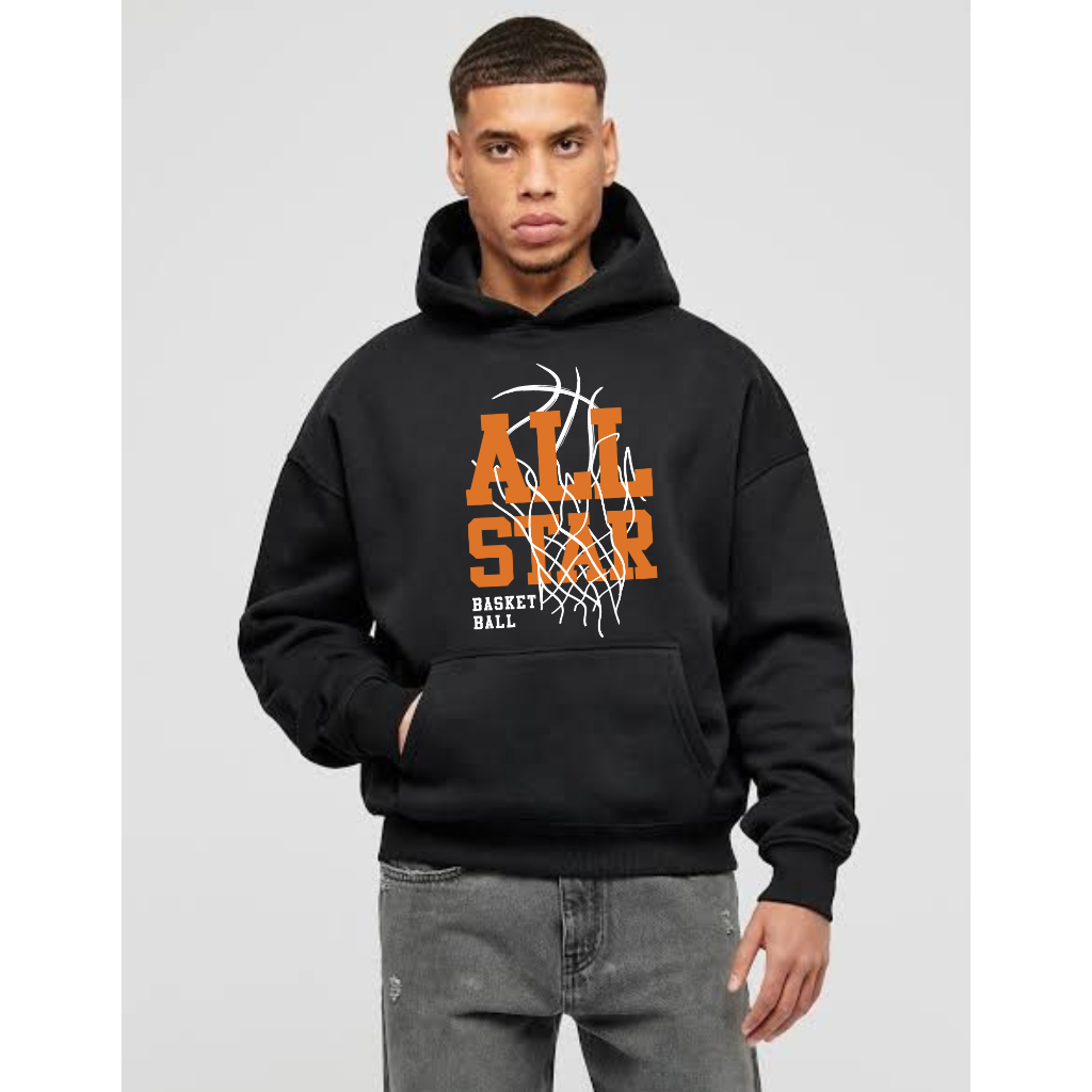 Moletom Canguru All Star Blusa de Frio Rede De Basquete Oferta de Inverno Preto