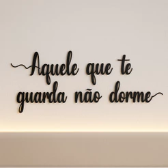 Aplique Decorativo MDF Frase Aquele Que Te Guarda Não Dorme Para Quarto Sala Parede Cama Fé Bíblico