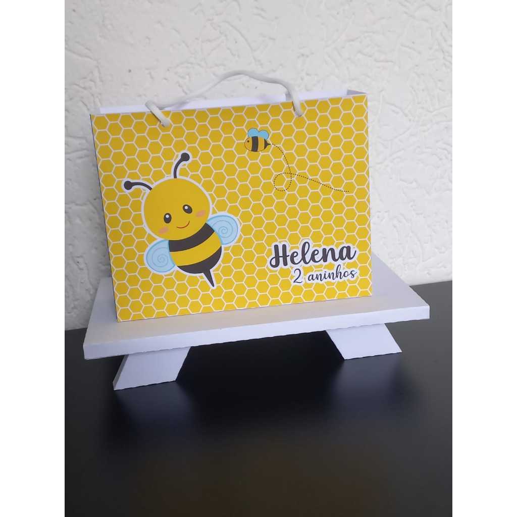 SACOLINHA PEGUE E MONTE PERSONALIZADA ABELHINHA - Lembrancinha personalizada  para festa