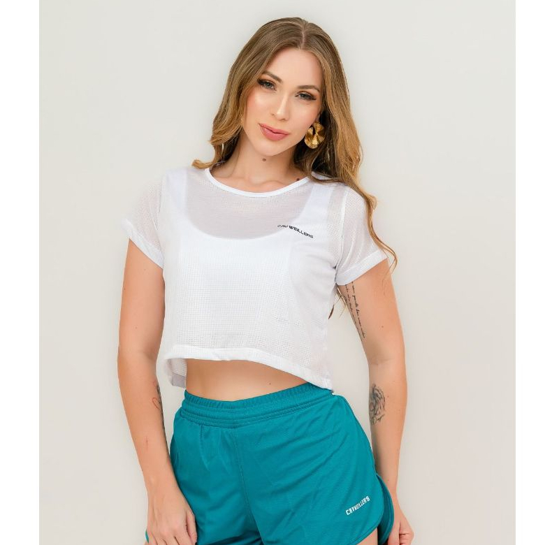 Cropped Feminino Camisa Dry Fit Furadinha para Treino Academia em Oferta na Shopee
