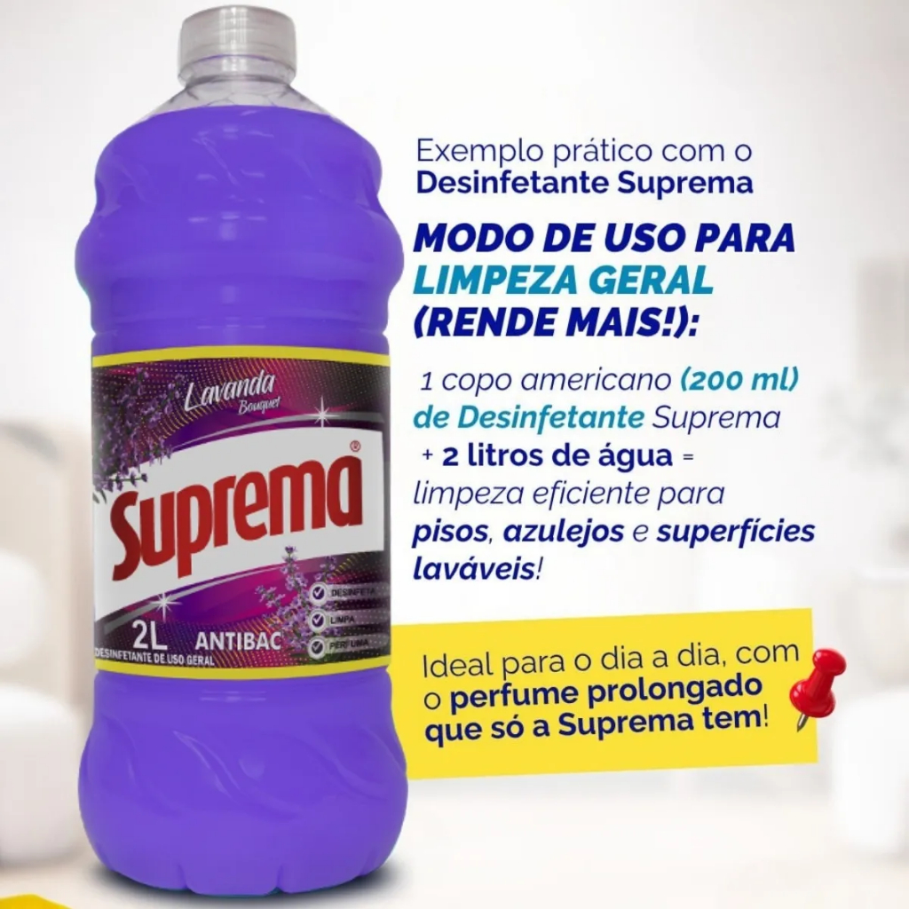 Kit Atacado Desinfetante Suprema Lavanda Bactericida. em Oferta na Shopee