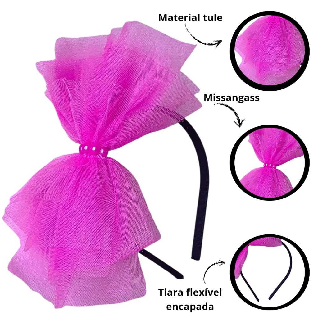 Kit Fantasia Anos 80 Festa Tematica Carnaval Halloween Tiara Tule + Luvas Arrastao + Polaina — imagem 2 de 2