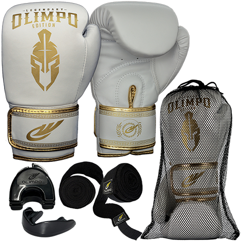 Luva De Boxe Muay Thai + Bandagem 5M + Bucal + Case Kickboxing  Legendary Edition Olimpo Esportes