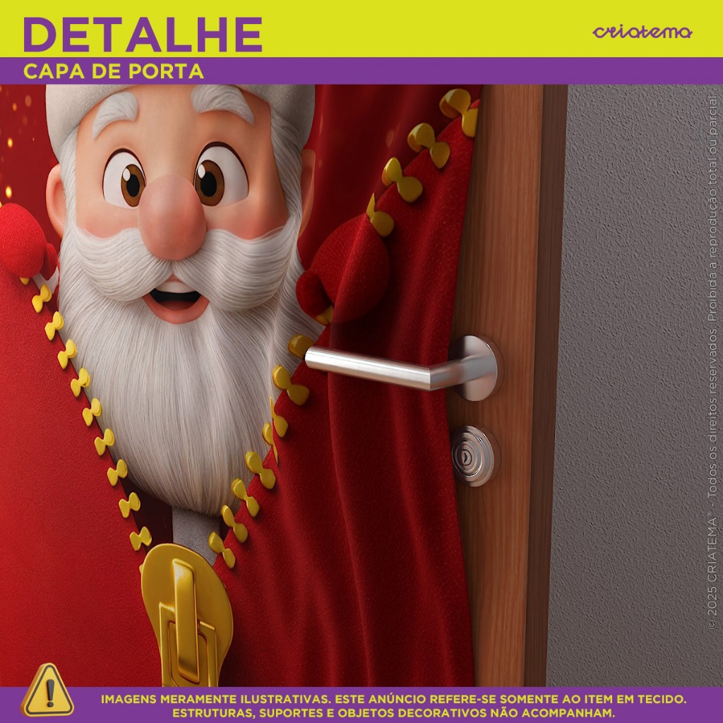 Capa de Porta Natal Decoração de Natal Tecido Sublimado C/Elástico 0,85x2,10m Enfeite de Porta Natal · foto 2