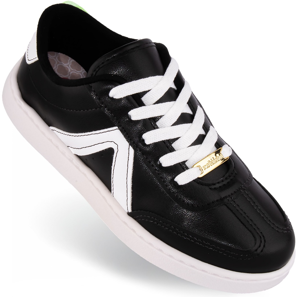 Tênis Molekinha Infantil Casual Menina Sneaker Fashion 2574 Preto e Branco em Oferta na Shopee