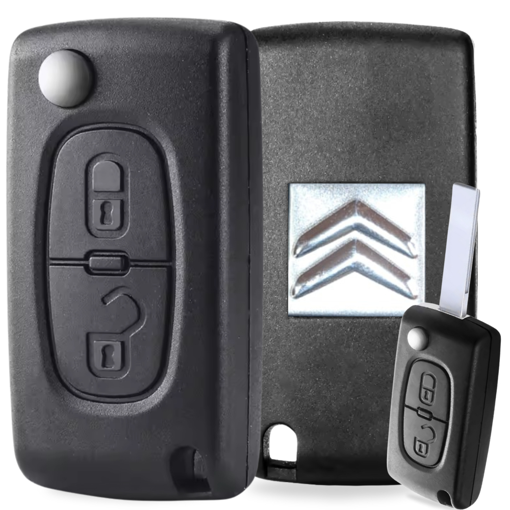 Chave Canivete Citroen C4 Hatch Vtr 2 Botões Com Suporte