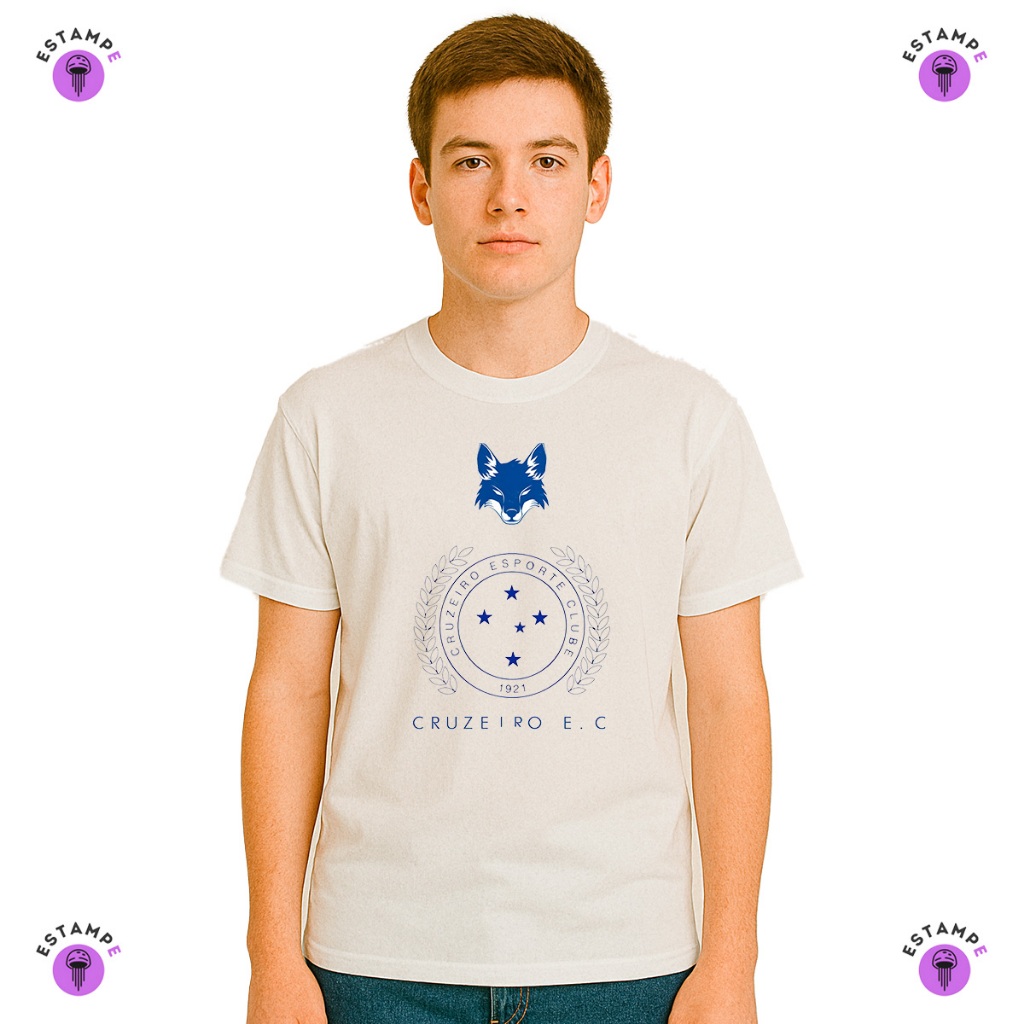 Camisa Camiseta Infantil Mafia Azul Cruzeiro Time Futebol Blusa 100% Algodão Premium Unissex Menino Menina