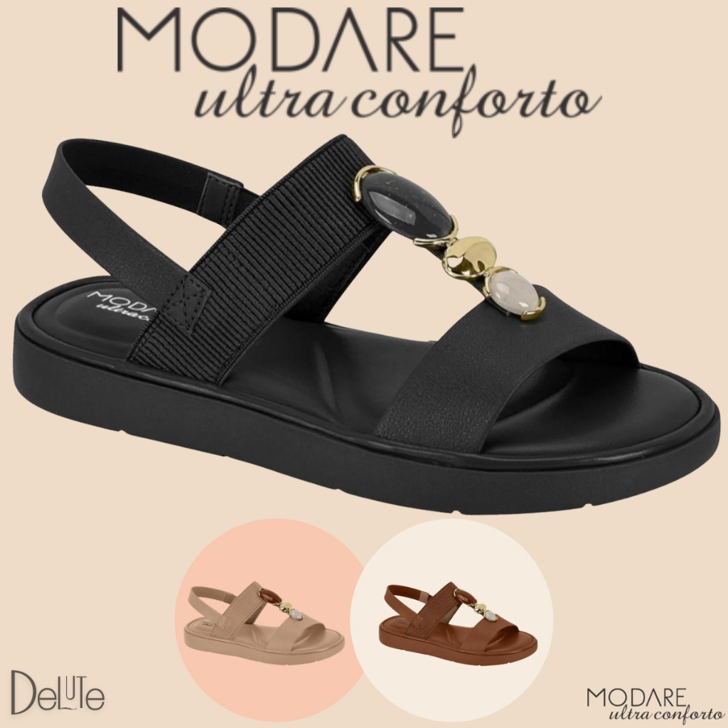 Sandália Modare Ultraconforto Feminina Pedraria Palmilha Ultramacia