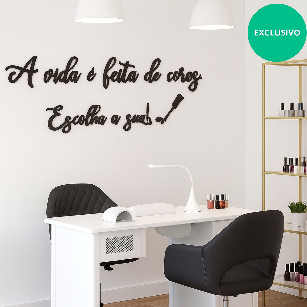 Frase A Vida É Feita De Cores Escolha A Sua Esmalte Salão de Beleza Decorativo de Parede Nails Designer Mdf em Oferta na Shopee