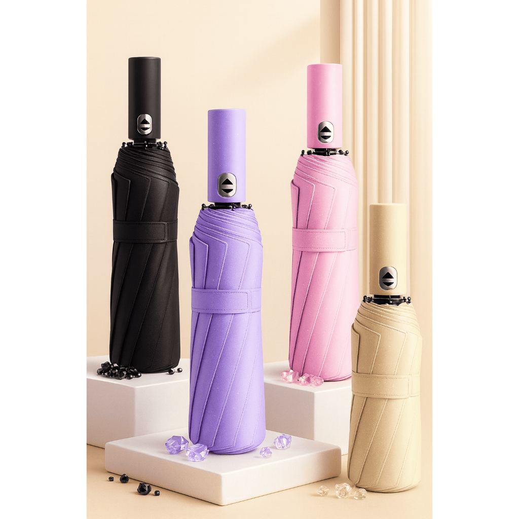 Guarda Chuva Automático Abre E Fecha Reforçado Contra Vento Proteção Solar Blackout em Oferta na Shopee