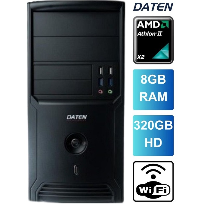 Computador Daten Barato Athlon ii x2 8gb ram Ddr3 320gb hd Wifi Garantia 3 Meses NF Trabalho Estudo