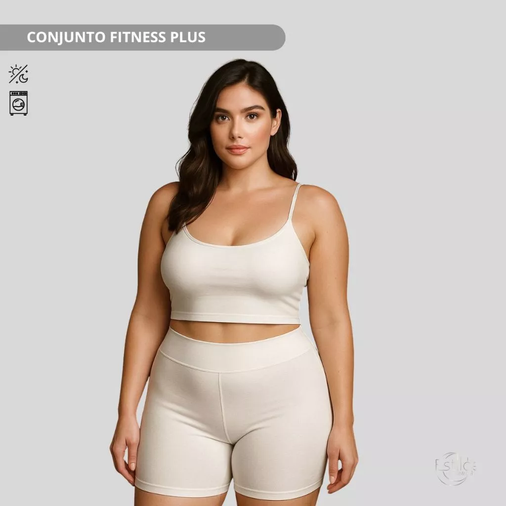 Conjunto Fitness Básico Casual Top e Short Em Suplex Com Bojo Removível E Forro Interno