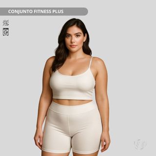 Conjunto Plus Size Fitness Em Suplex Com Top De Bojo Removível E Short De Alta Sustentação em Oferta na Shopee