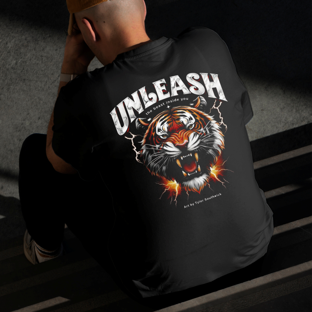 Camiseta Masculina Estampada Tigre Irrtado 100% Algodão Estilo Conforto Diário Do Tamanho P ao GG