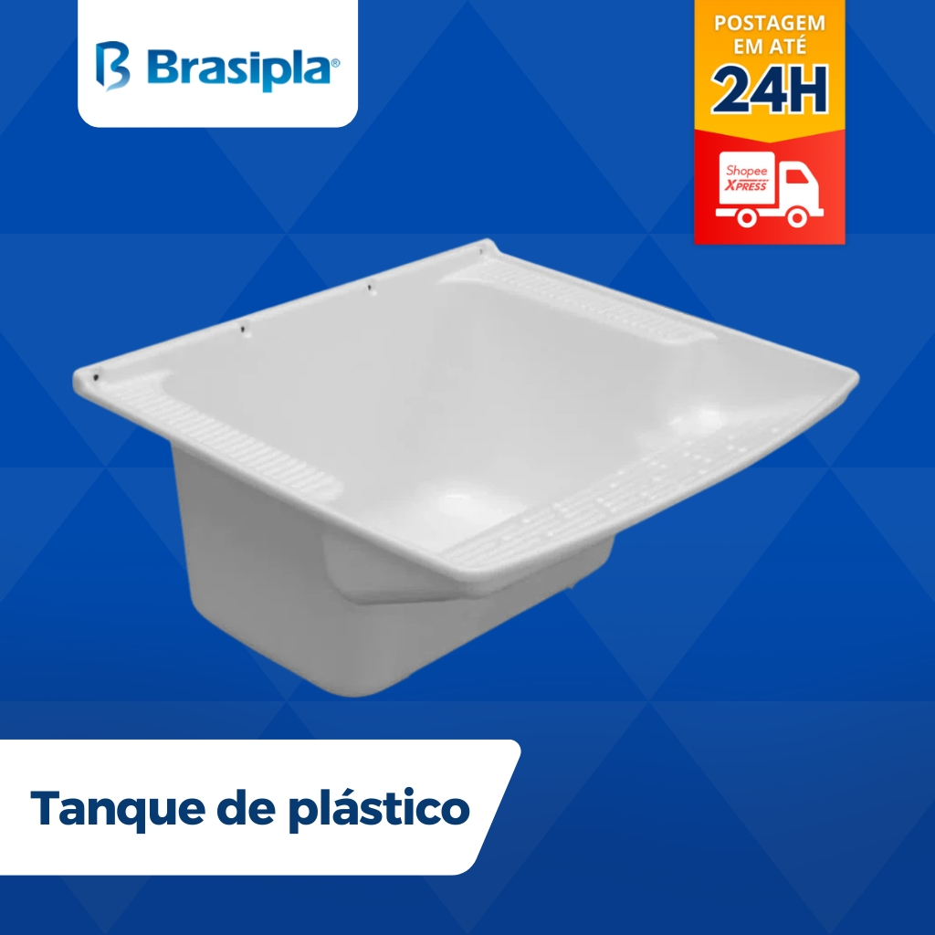 Tanque Plástico De Lavar Roupas 28 Litros Para Lavanderia Preto Brasipla Com Válvula Acoplada