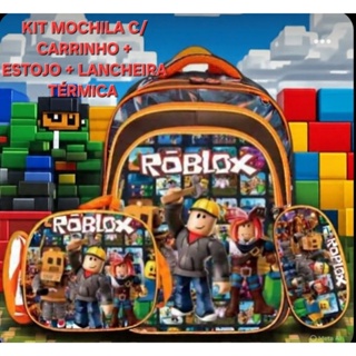 Kit Mochila Escolar Personagens Infantil Com Lancheira Térmica e estojo Mochila com rodinhas Roblox Lego em Oferta na Shopee