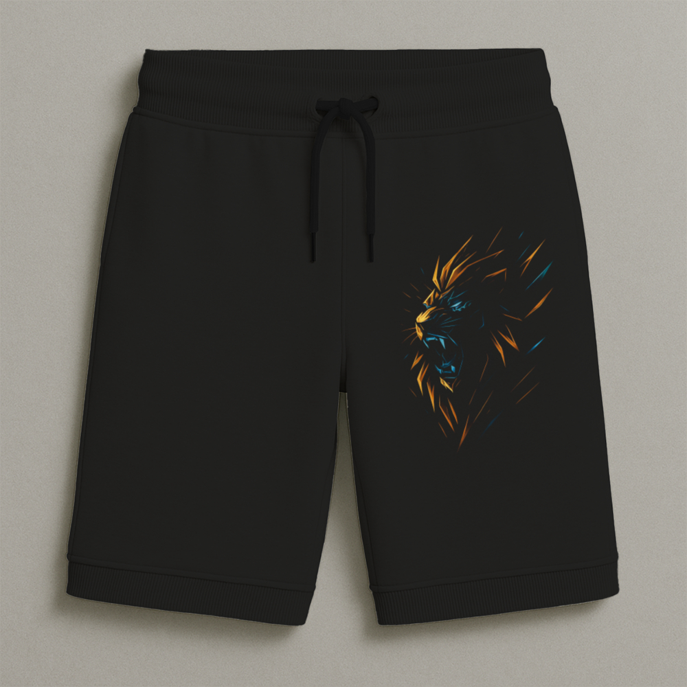 Bermuda Moletom Masculina Infantil Estampada Leão Riscos Conforto Streetwear Do Tamanho 8 Ao 16