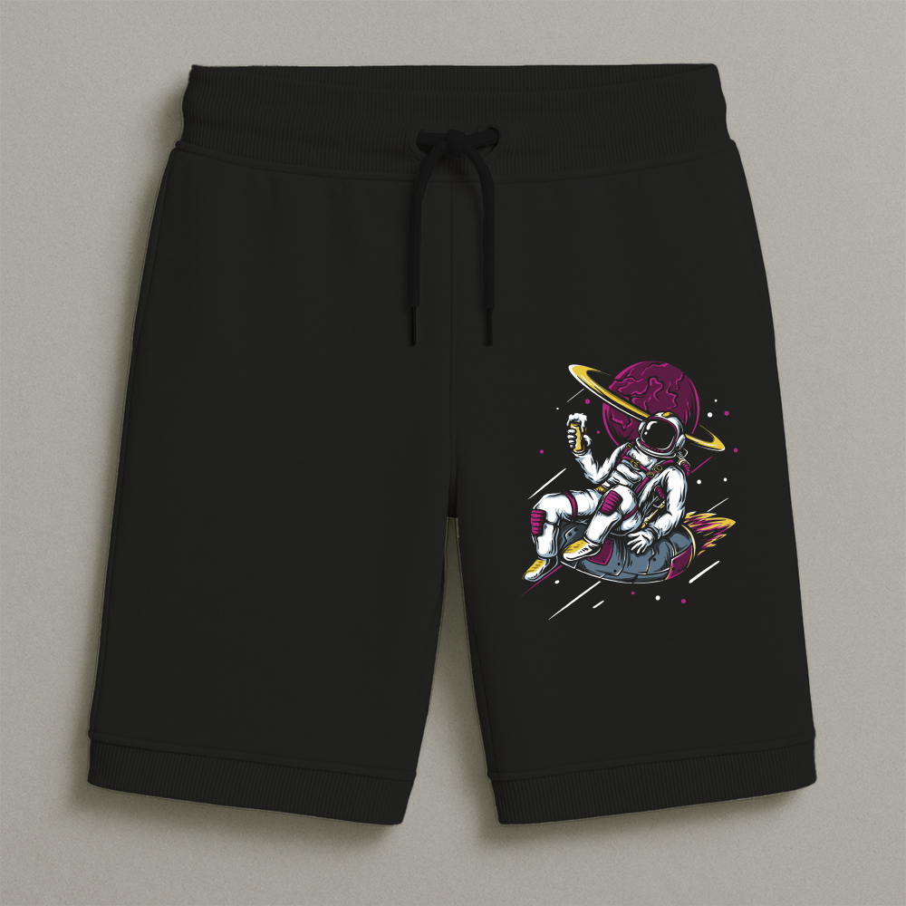 Bermuda Moletom Masculina Infantil Estampada Astronauta Sentado Conforto StreetwearTamanho 8 Ao 16