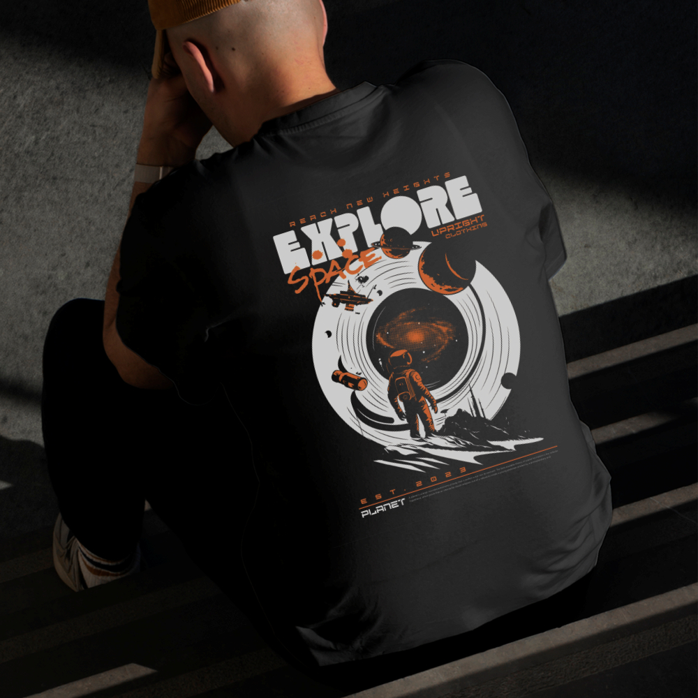 Camiseta Masculina Estampada Astronauta Exploração Algodão Estilo Conforto Diário Do Tamanho P ao GG