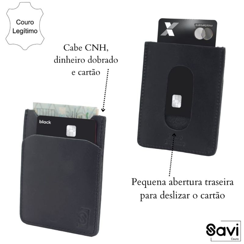 Porta Cartão de Couro, Carteira Pequena Masculina
